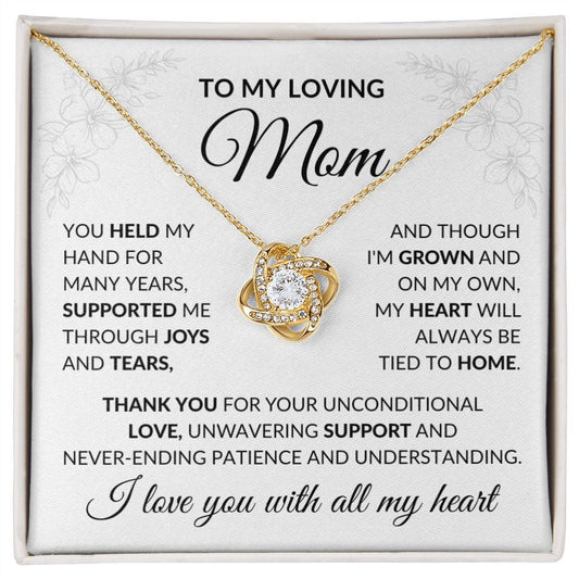 To My Loving Mom Love Knot Necklace