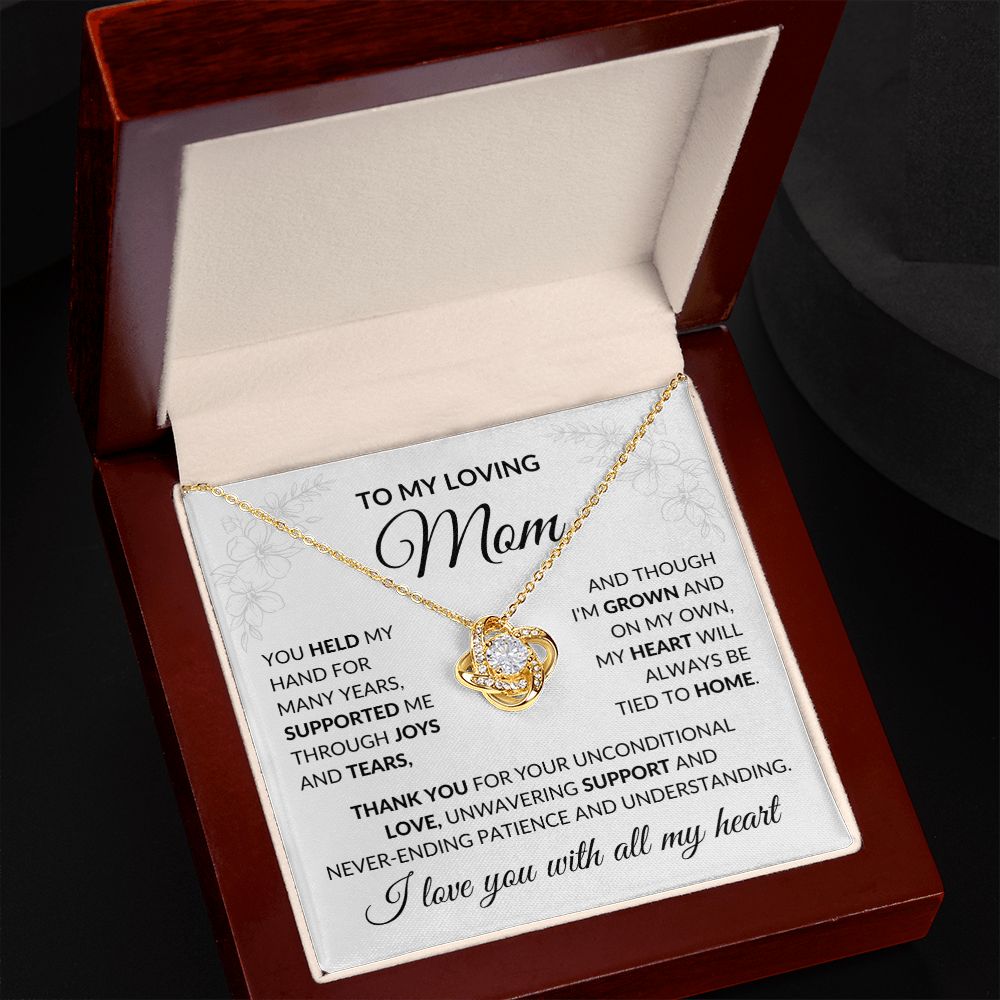 To My Loving Mom Love Knot Necklace