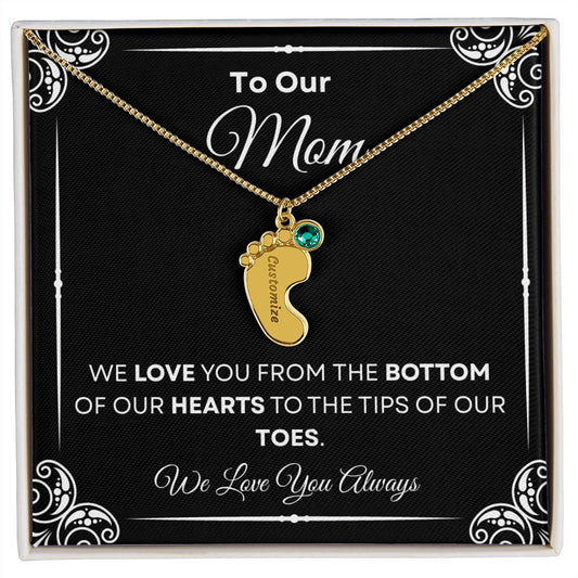 To Our Mom Baby Feet Necklace