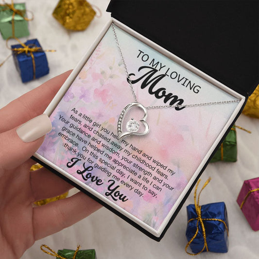 To My Loving Mom Forever Heart Necklace