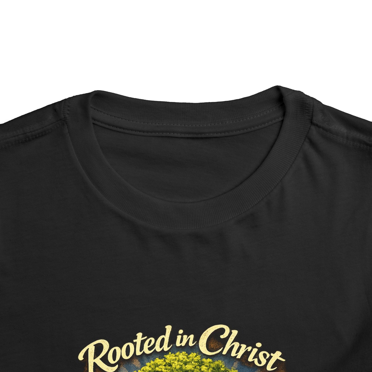 Rooted in Christ Toddler Tee — Growing in Grace Bible Verse Kids Shirt (Colossians 2:6-7)