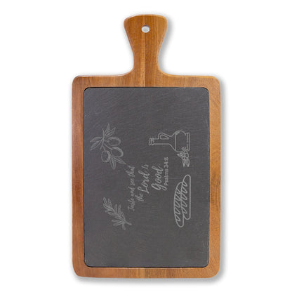 Engraved Charcuterie Board with Cheese Tools – "Sweet Dreams Are Made of Cheese" Slate Serving Set