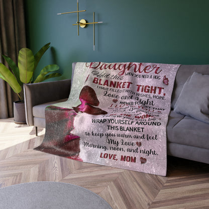 To My Daughter Crushed Velvet Throw