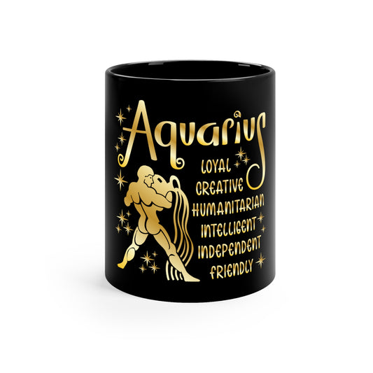 Aquarius 11oz Black Mug