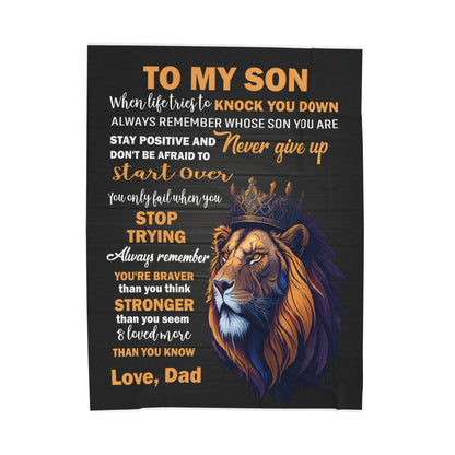 To My Son Plush Throw, from Dad