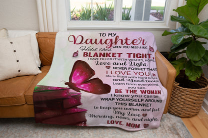 To My Daughter Crushed Velvet Throw