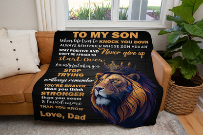 To My Son Plush Throw, from Dad