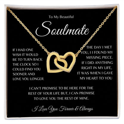 To My Beautiful Soulmate Interlocking Heart Necklace