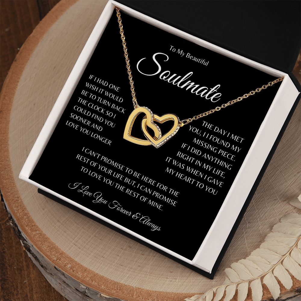 To My Beautiful Soulmate Interlocking Heart Necklace