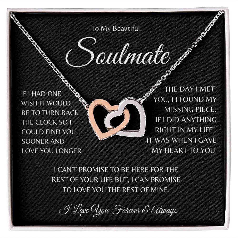 To My Beautiful Soulmate Interlocking Heart Necklace