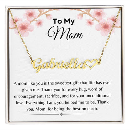 To My Mom Heart Name Necklace