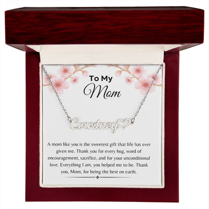 To My Mom Heart Name Necklace