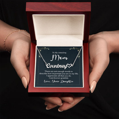 To My Amazing Mom Heart Name Necklace