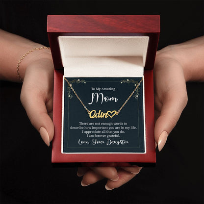 To My Amazing Mom Heart Name Necklace
