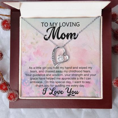 To My Loving Mom Forever Heart Necklace