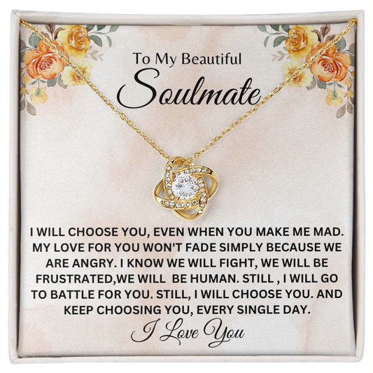 To My Beautiful Soulmate Love Knot Necklace