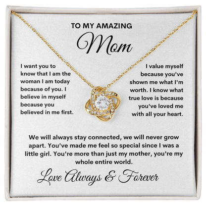 To My Amazing Mom Love Knot Necklace