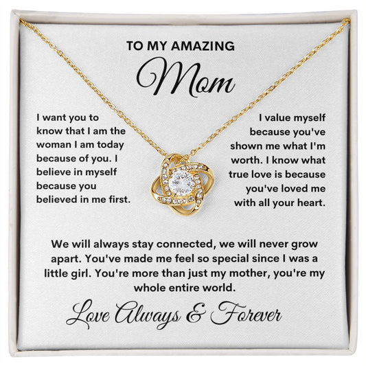 To My Amazing Mom Love Knot Necklace