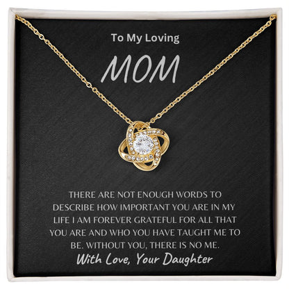 To Mom, Love Daughter Love Knot Necklace