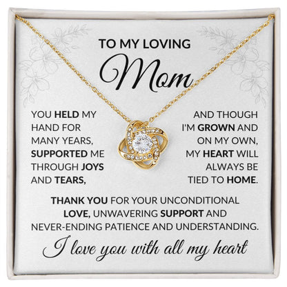 To My Loving Mom Love Knot Necklace