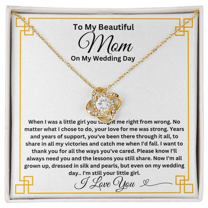 To My Mom on My Wedding Day Love Knot Necklace