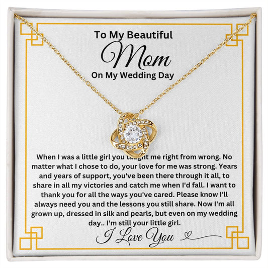 To My Mom on My Wedding Day Love Knot Necklace