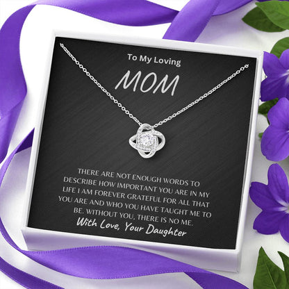 To Mom, Love Daughter Love Knot Necklace