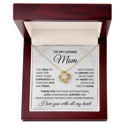 To My Loving Mom Love Knot Necklace