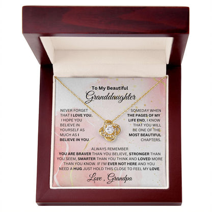 To My Beautiful Granddaughter Love Knot Necklace