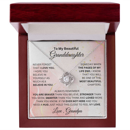 To My Beautiful Granddaughter Love Knot Necklace