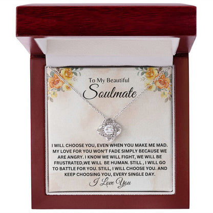 To My Beautiful Soulmate Love Knot Necklace