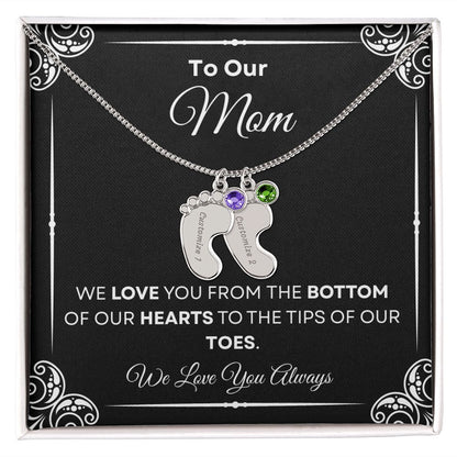 To Our Mom Baby Feet Necklace