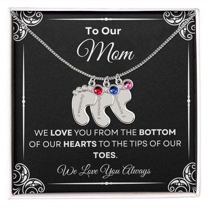 To Our Mom Baby Feet Necklace