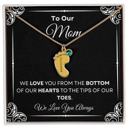 To Our Mom Baby Feet Necklace