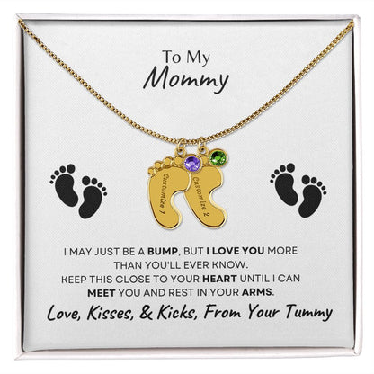 To Mommy Baby Feet Necklace with birthstone