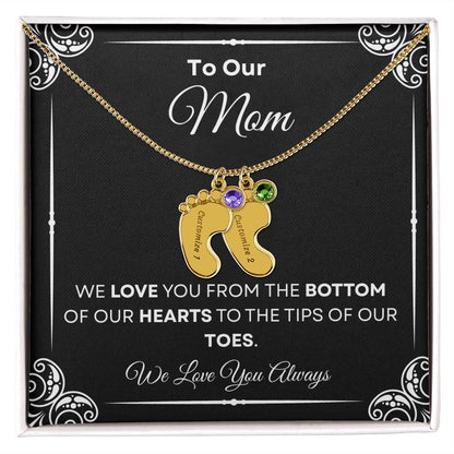 To Our Mom Baby Feet Necklace