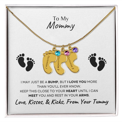 To Mommy Baby Feet Necklace with birthstone