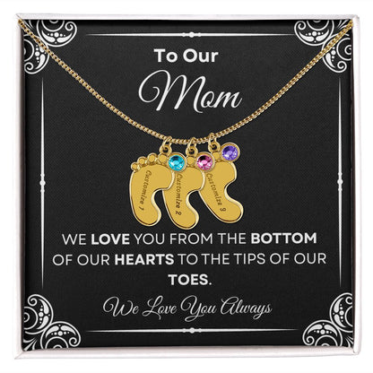 To Our Mom Baby Feet Necklace