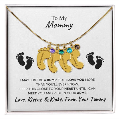 To Mommy Baby Feet Necklace with birthstone