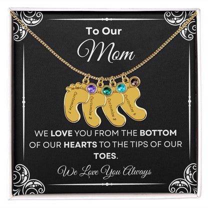To Our Mom Baby Feet Necklace