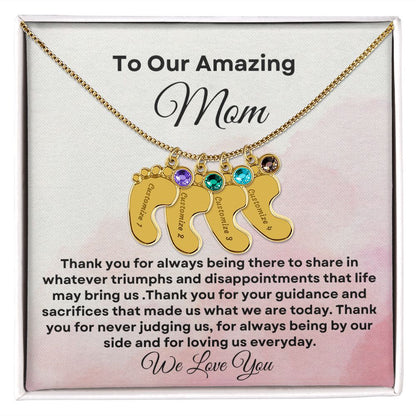 To our Amazing Mom Baby Feet Necklace