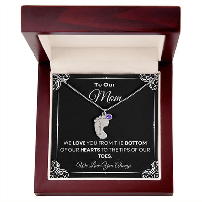 To Our Mom Baby Feet Necklace