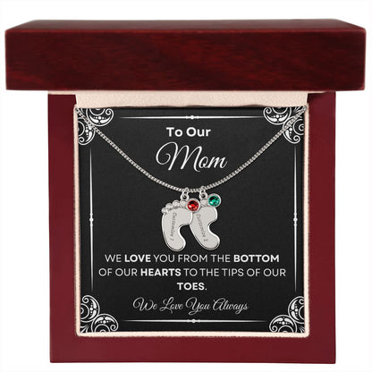 To Our Mom Baby Feet Necklace