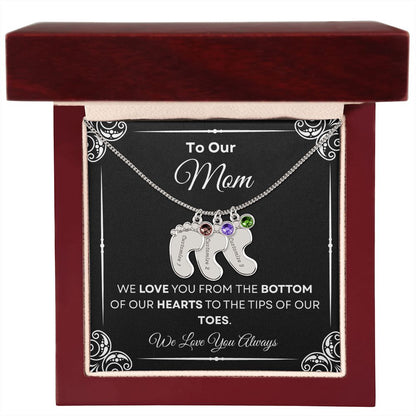 To Our Mom Baby Feet Necklace