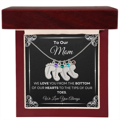 To Our Mom Baby Feet Necklace