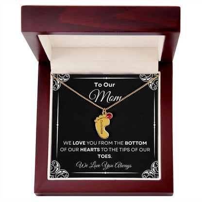 To Our Mom Baby Feet Necklace