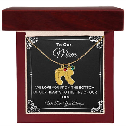 To Our Mom Baby Feet Necklace