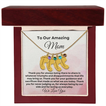 To our Amazing Mom Baby Feet Necklace