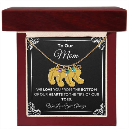 To Our Mom Baby Feet Necklace