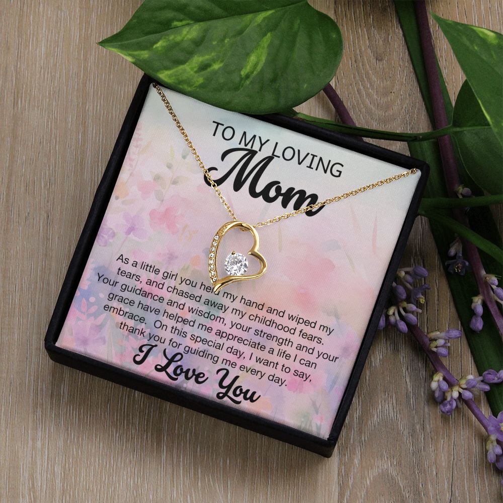 To My Loving Mom Forever Heart Necklace